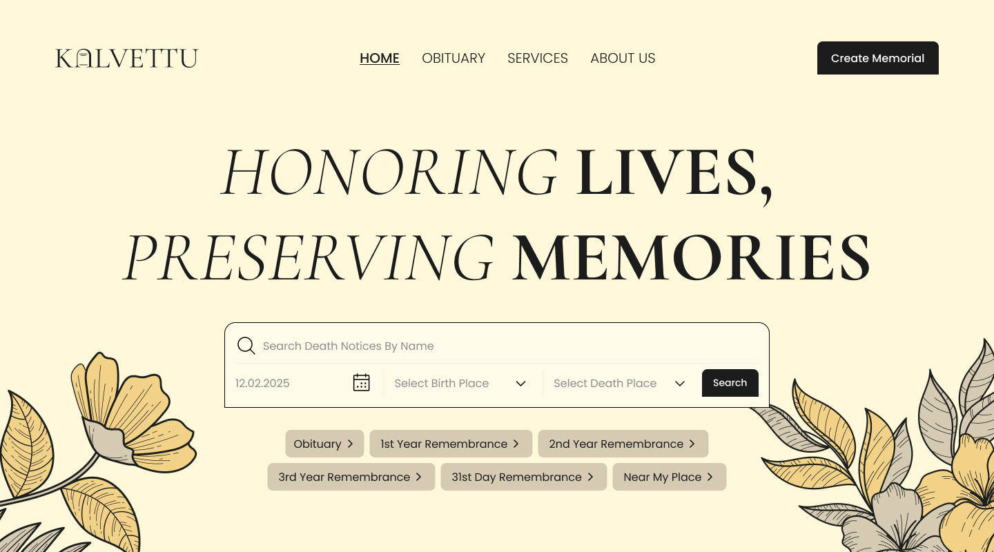 Kalvettu homepage hero